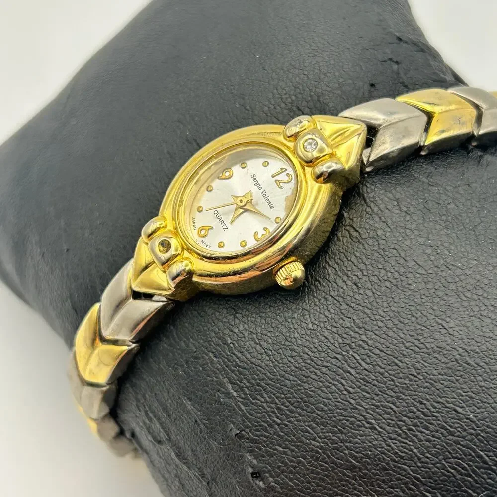 Vintage Sergio Valente Gold Silver Women’s Watch Working New Battery